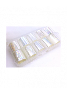 10 TRANSFERT FOILS BOX HOLO-PEARL 2.5 X 100CM